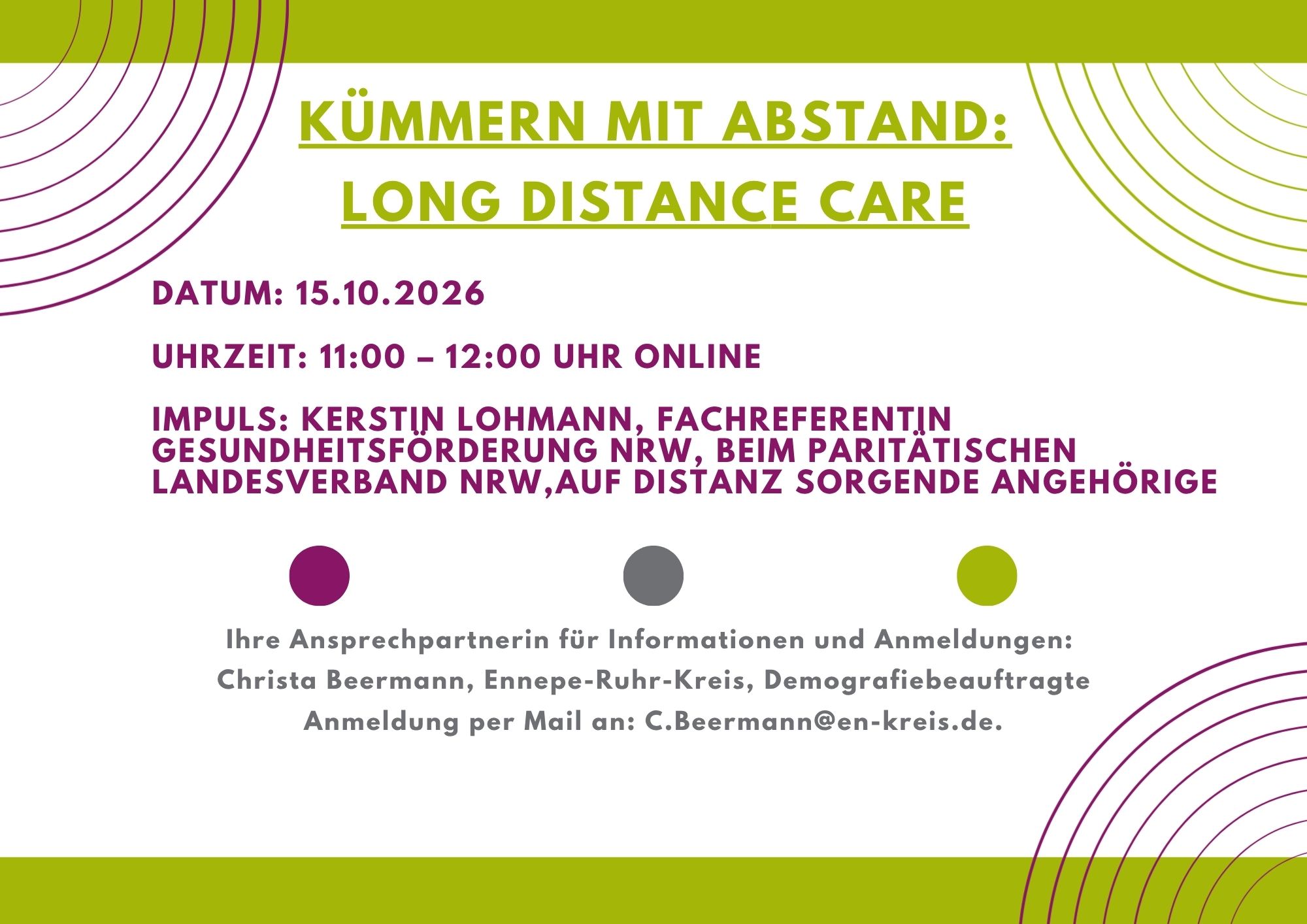 KÜMMERN MIT ABSTAND: LONG DISTANCE CARE