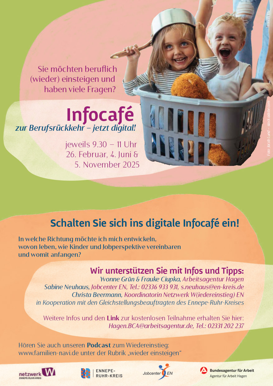 Digitales Infocafé zur Berufsrückkehr am 4. Juni.
